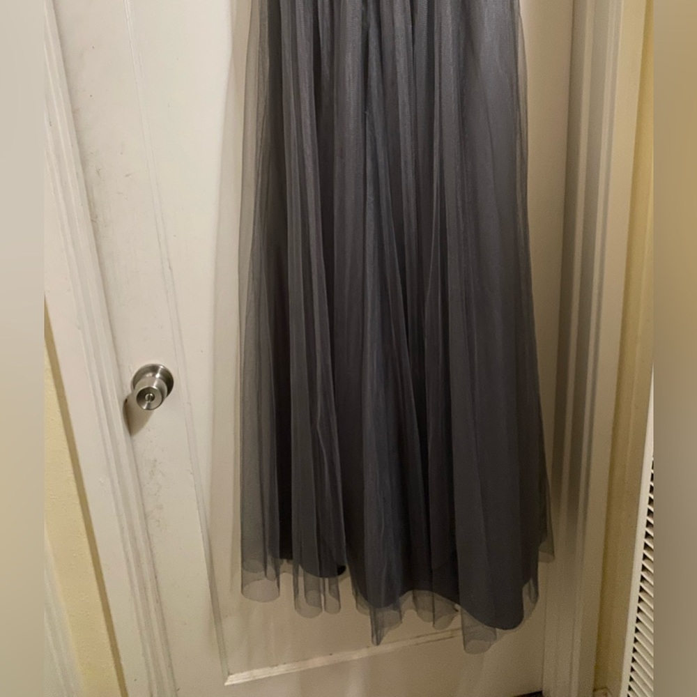 Jenny Yoo Empire Waist Flowy Grey Evening Gown Prom formal Dress retro - Picture 6 of 17